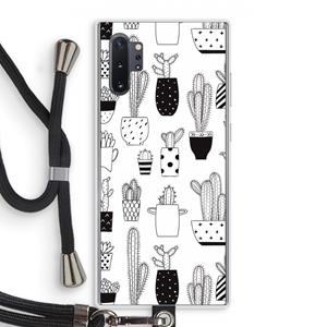 CaseCompany Cactusmotief: Samsung Galaxy Note 10 Plus Transparant Hoesje met koord