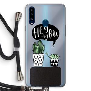 CaseCompany Hey you cactus: Samsung Galaxy A20s Transparant Hoesje met koord