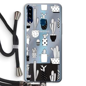 CaseCompany Cactusmotief: Samsung Galaxy A20s Transparant Hoesje met koord