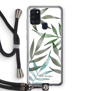 CaseCompany Tropical watercolor leaves: Samsung Galaxy A21s Transparant Hoesje met koord