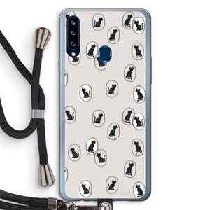 CaseCompany Miauw: Samsung Galaxy A20s Transparant Hoesje met koord