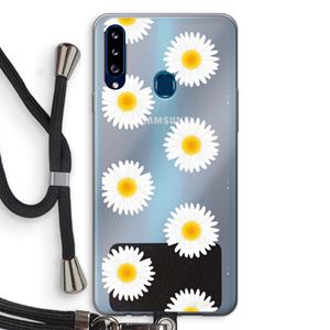 CaseCompany Margrietjes: Samsung Galaxy A20s Transparant Hoesje met koord
