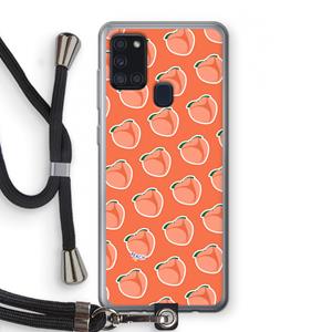 CaseCompany Just peachy: Samsung Galaxy A21s Transparant Hoesje met koord