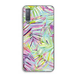 CaseCompany Tropical Palms Blue: Samsung Galaxy A7 (2018) Transparant Hoesje