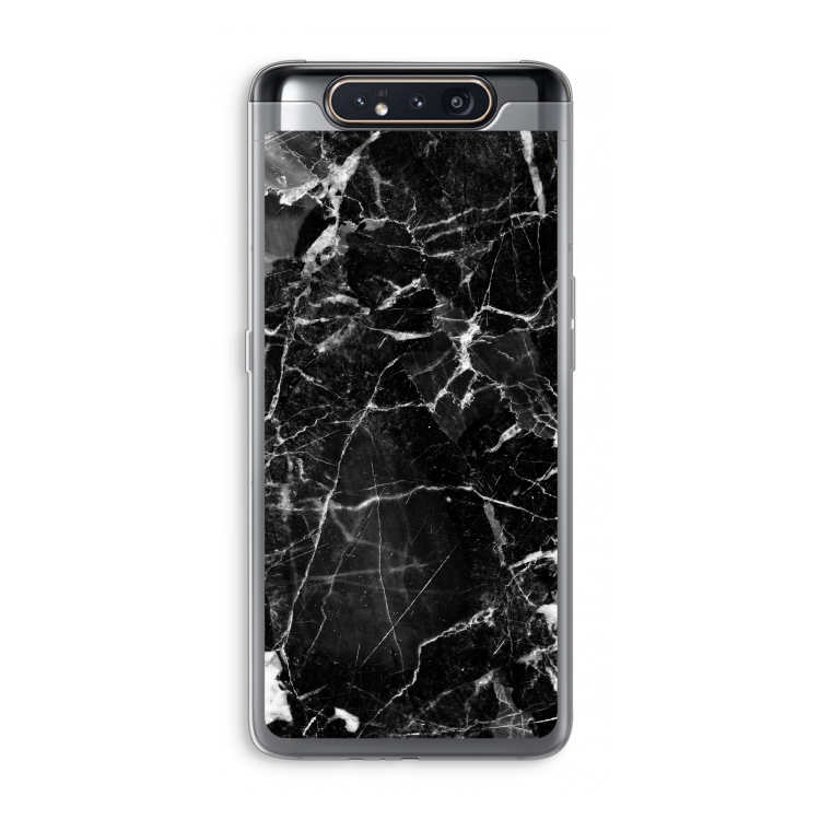 CaseCompany Zwart Marmer 2: Samsung Galaxy A80 Transparant Hoesje
