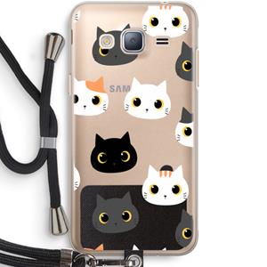 CaseCompany Katten: Samsung Galaxy J3 (2016) Transparant Hoesje met koord