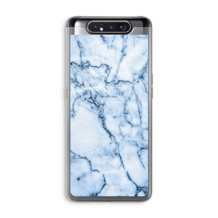 CaseCompany Blauw marmer: Samsung Galaxy A80 Transparant Hoesje