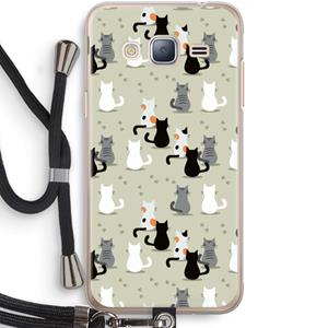 CaseCompany Katten: Samsung Galaxy J3 (2016) Transparant Hoesje met koord