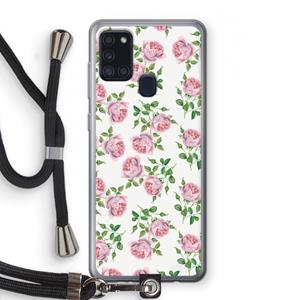 CaseCompany Kleine roosjes: Samsung Galaxy A21s Transparant Hoesje met koord