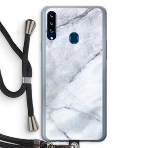 CaseCompany Witte marmer: Samsung Galaxy A20s Transparant Hoesje met koord