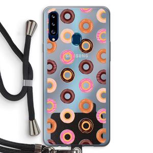 CaseCompany Donuts: Samsung Galaxy A20s Transparant Hoesje met koord