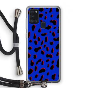 CaseCompany Blue Leopard: Samsung Galaxy A21s Transparant Hoesje met koord