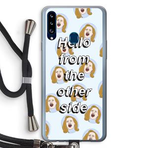 CaseCompany Hello: Samsung Galaxy A20s Transparant Hoesje met koord