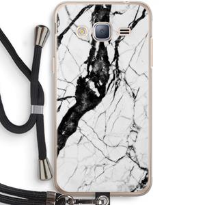 CaseCompany Witte marmer 2: Samsung Galaxy J3 (2016) Transparant Hoesje met koord