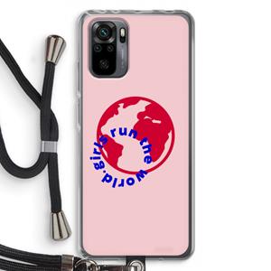 CaseCompany Run The World: Xiaomi Redmi Note 10 Pro Transparant Hoesje met koord