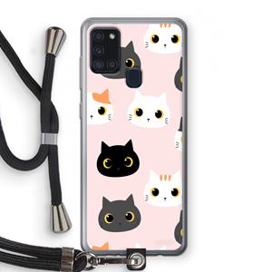 CaseCompany Katten: Samsung Galaxy A21s Transparant Hoesje met koord
