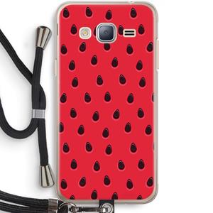 CaseCompany Watermelon: Samsung Galaxy J3 (2016) Transparant Hoesje met koord