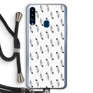 CaseCompany Pluimen: Samsung Galaxy A20s Transparant Hoesje met koord