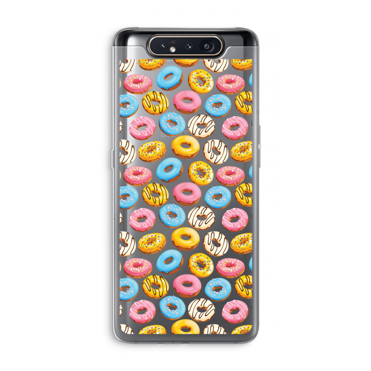 CaseCompany Pink donuts: Samsung Galaxy A80 Transparant Hoesje