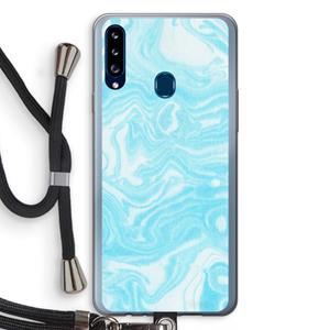 CaseCompany Waterverf blauw: Samsung Galaxy A20s Transparant Hoesje met koord