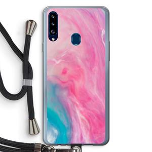 CaseCompany Roze explosie: Samsung Galaxy A20s Transparant Hoesje met koord