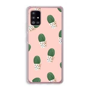 CaseCompany Cactusprint roze: Samsung Galaxy A51 5G Transparant Hoesje