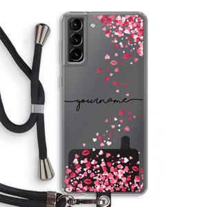 CaseCompany Hartjes en kusjes: Samsung Galaxy S21 Plus Transparant Hoesje met koord