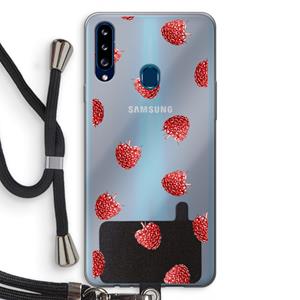 CaseCompany Framboosjes: Samsung Galaxy A20s Transparant Hoesje met koord