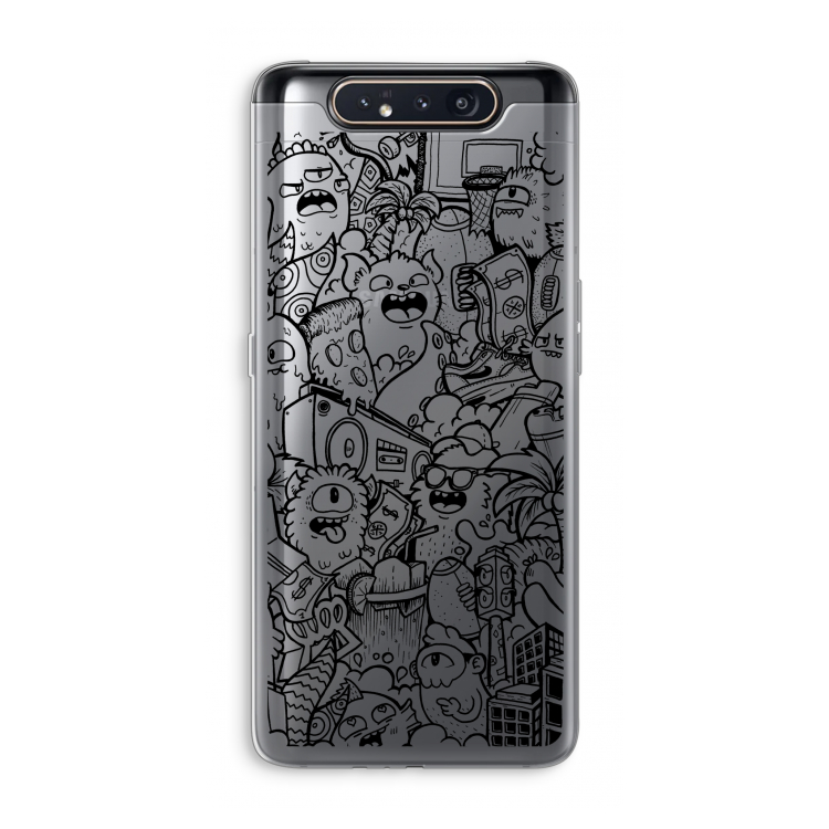 CaseCompany Vexx Black City : Samsung Galaxy A80 Transparant Hoesje