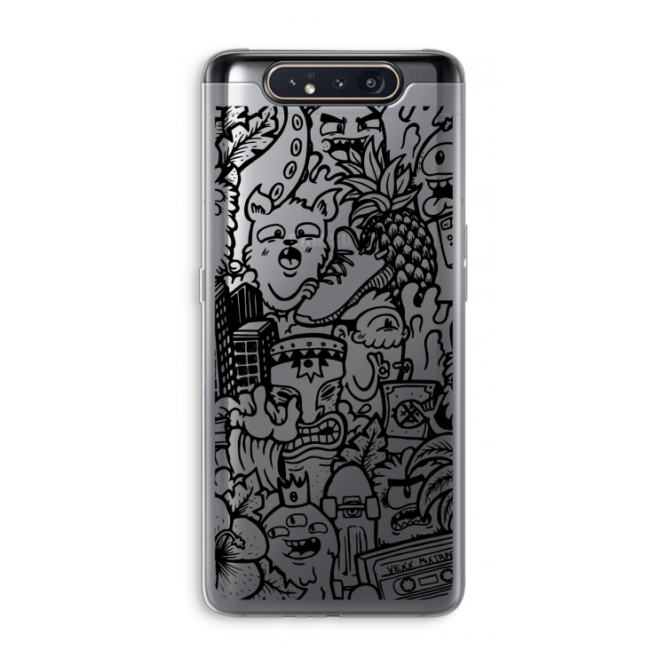CaseCompany Vexx Black Mixtape: Samsung Galaxy A80 Transparant Hoesje
