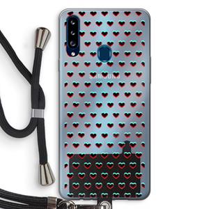 CaseCompany Hartjes: Samsung Galaxy A20s Transparant Hoesje met koord