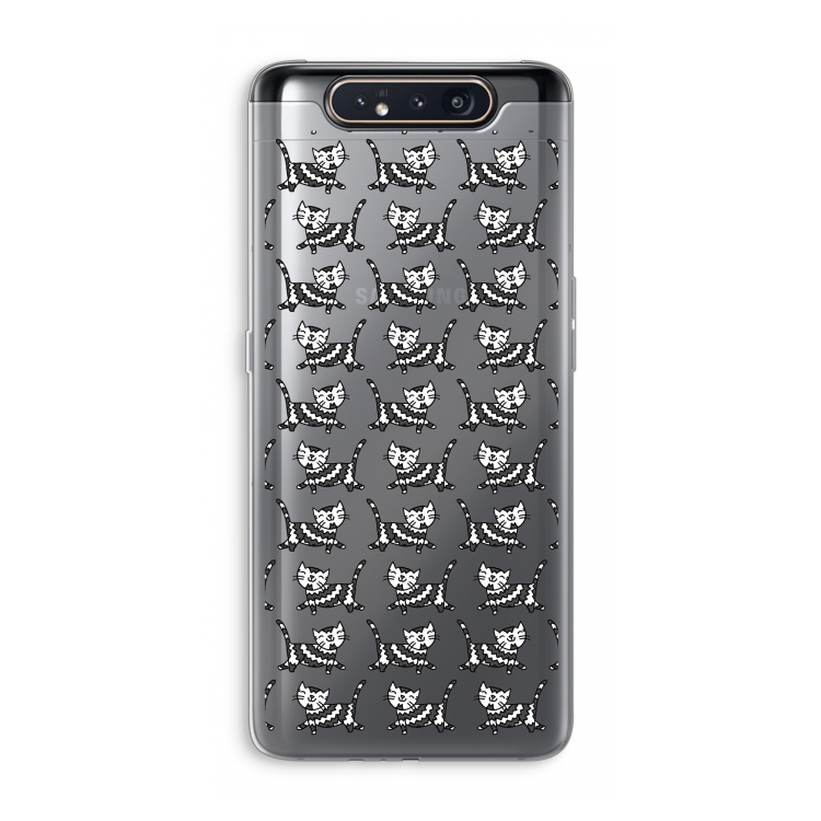 CaseCompany Zwarte poes: Samsung Galaxy A80 Transparant Hoesje
