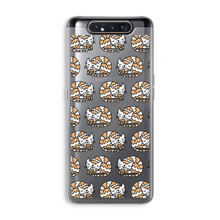 CaseCompany Slapende poes: Samsung Galaxy A80 Transparant Hoesje