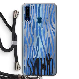 CaseCompany Blauwe nerven: Samsung Galaxy A20s Transparant Hoesje met koord