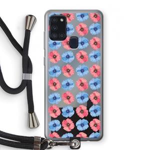 CaseCompany Klaproosjes: Samsung Galaxy A21s Transparant Hoesje met koord
