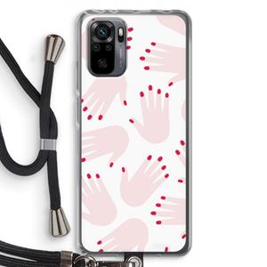 CaseCompany Hands pink: Xiaomi Redmi Note 10 Pro Transparant Hoesje met koord