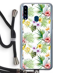 CaseCompany Gele kuif: Samsung Galaxy A20s Transparant Hoesje met koord