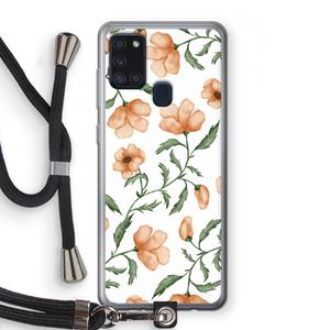 CaseCompany Peachy flowers: Samsung Galaxy A21s Transparant Hoesje met koord