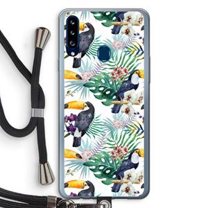 CaseCompany Tukans: Samsung Galaxy A20s Transparant Hoesje met koord