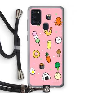 CaseCompany Happy bento friends: Samsung Galaxy A21s Transparant Hoesje met koord