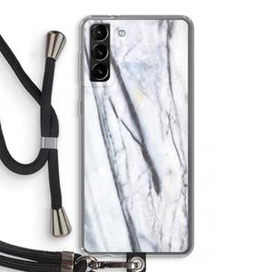 CaseCompany Gestreepte marmer: Samsung Galaxy S21 Plus Transparant Hoesje met koord