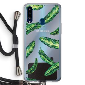 CaseCompany Lange bladeren: Samsung Galaxy A20s Transparant Hoesje met koord