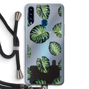 CaseCompany Tropische bladeren: Samsung Galaxy A20s Transparant Hoesje met koord