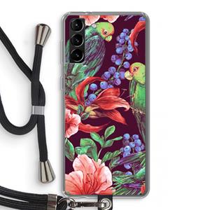 CaseCompany Papegaaien: Samsung Galaxy S21 Plus Transparant Hoesje met koord