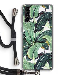 CaseCompany Bananenbladeren: Samsung Galaxy S21 Plus Transparant Hoesje met koord