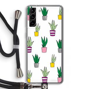CaseCompany Sanseveria: Samsung Galaxy S21 Plus Transparant Hoesje met koord