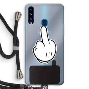 CaseCompany Middle finger black: Samsung Galaxy A20s Transparant Hoesje met koord