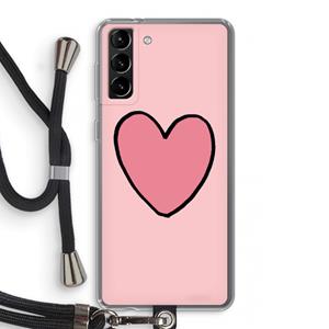 CaseCompany Hartje: Samsung Galaxy S21 Plus Transparant Hoesje met koord