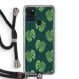 CaseCompany Monstera leaves: Samsung Galaxy A21s Transparant Hoesje met koord