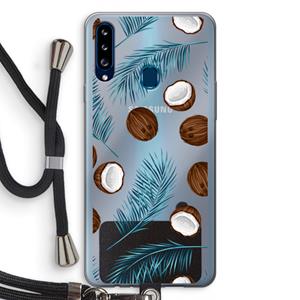 CaseCompany Kokosnoot roze: Samsung Galaxy A20s Transparant Hoesje met koord